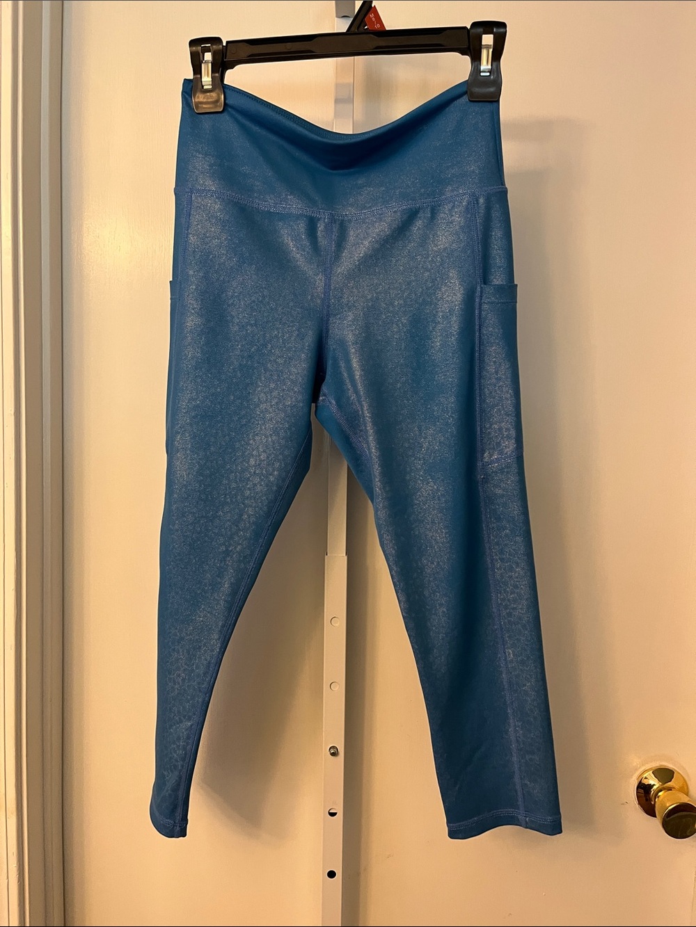 ZYIA Shimmering Teal High-Rise Leggings with Side Pockets